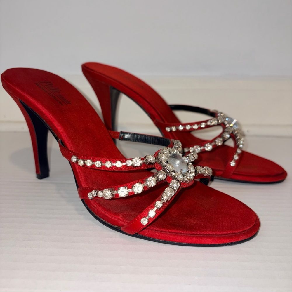 Pelle Moda Crystal Embellished Strappy 3.5" Stiletto Open Toe Dance Event Formal